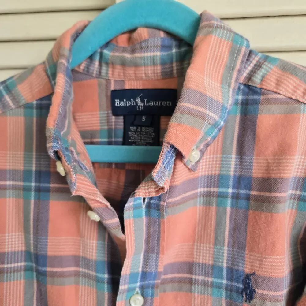 Ralph Lauren Boys Long Sleeve Button Down Shirt Size 5
